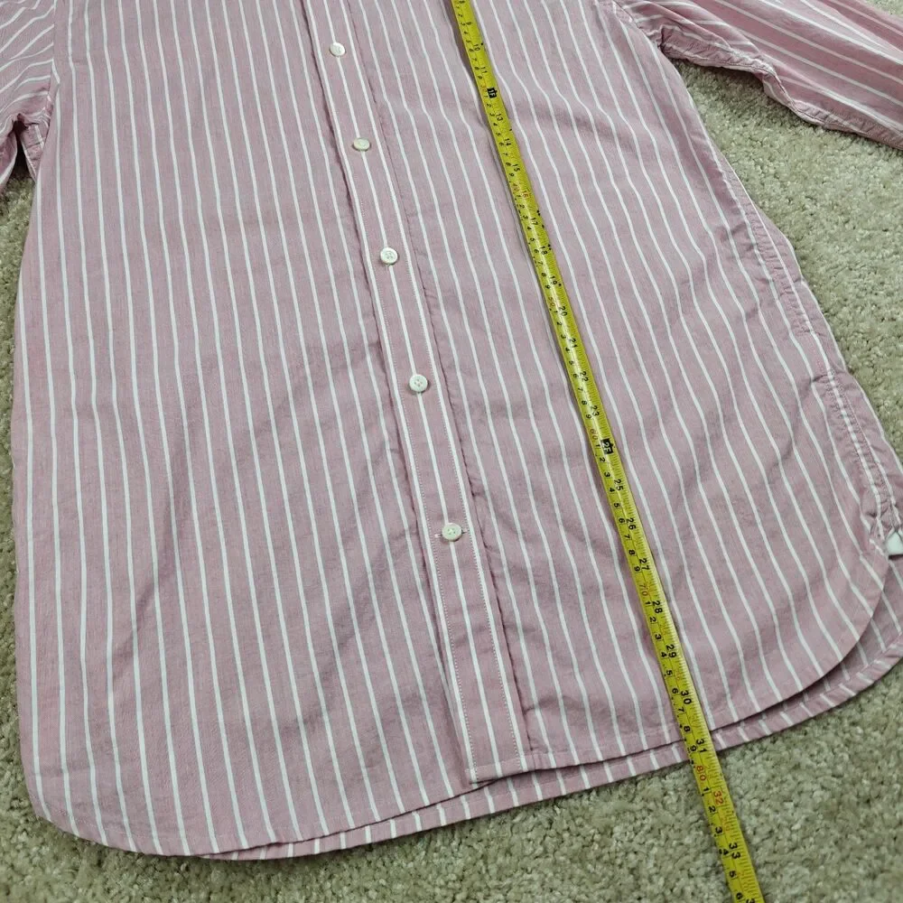 Banana Republic Dress Shirt Men's M Pink Striped Slim Fit 100% Cotton